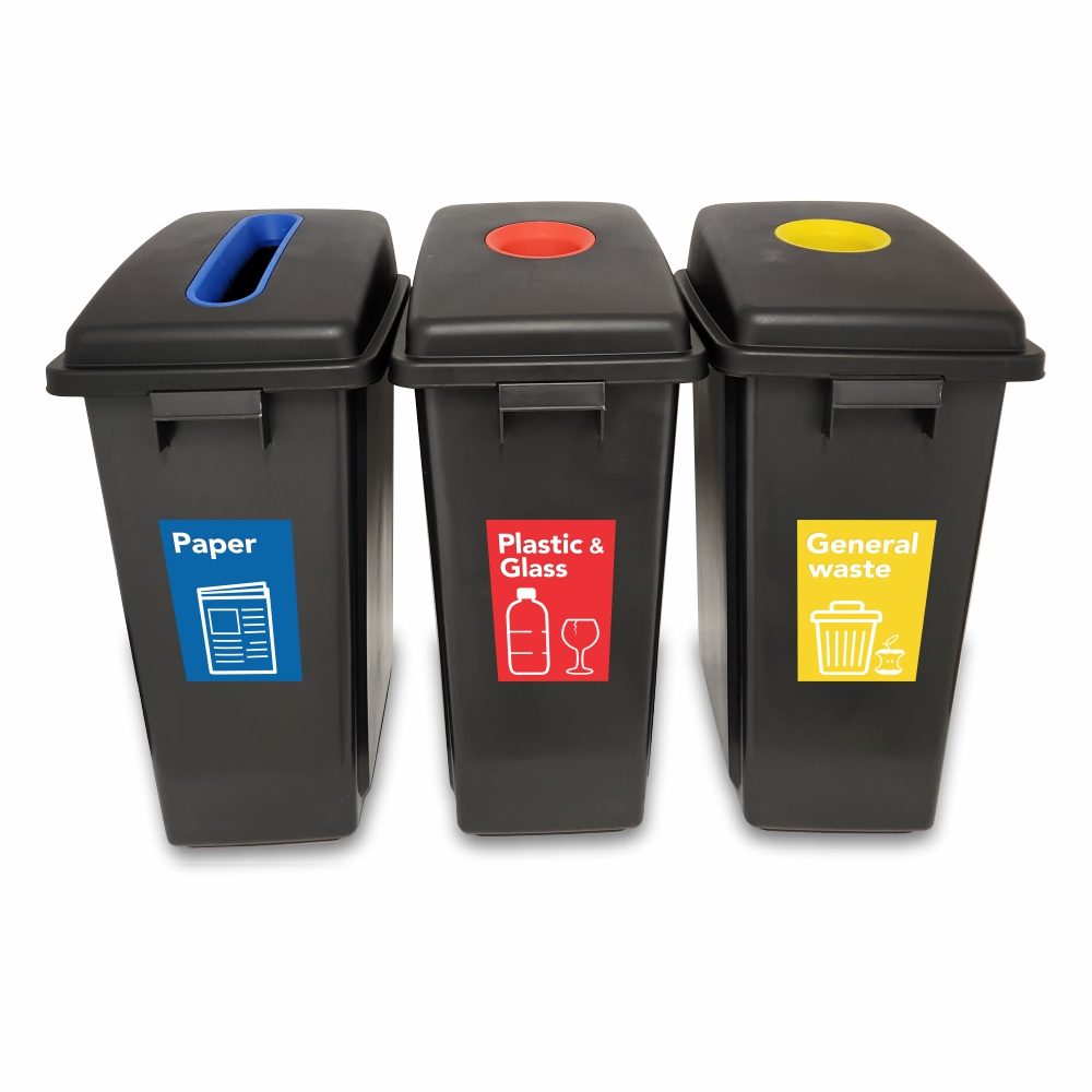 Parrot Products Janitorial Bin Recycling Set of 3 - Plastic