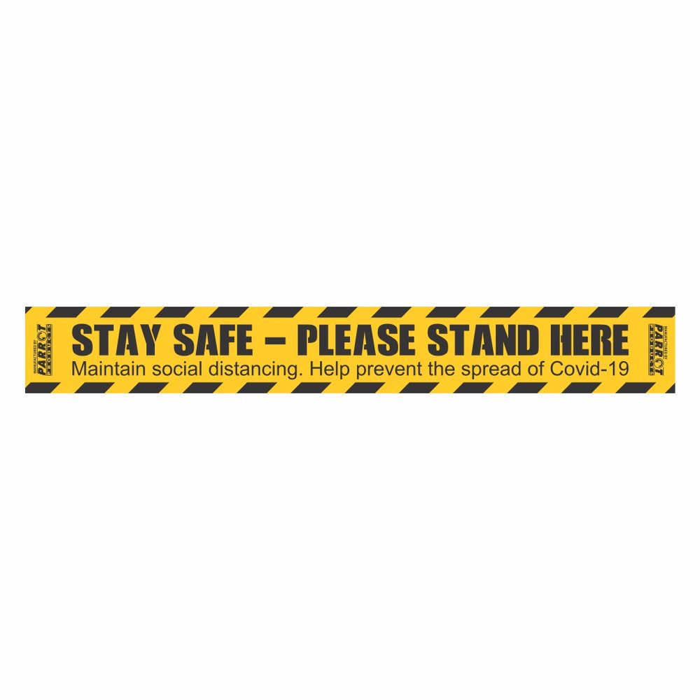 Parrot Products COVID-19 Social Distancing Floor Graphic (600x80mm - Pack of 10)