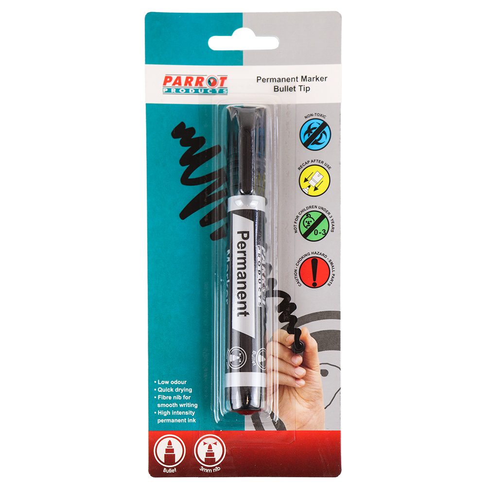 Parrot Products Permanent Marker (Bullet Tip - Carded - Black)
