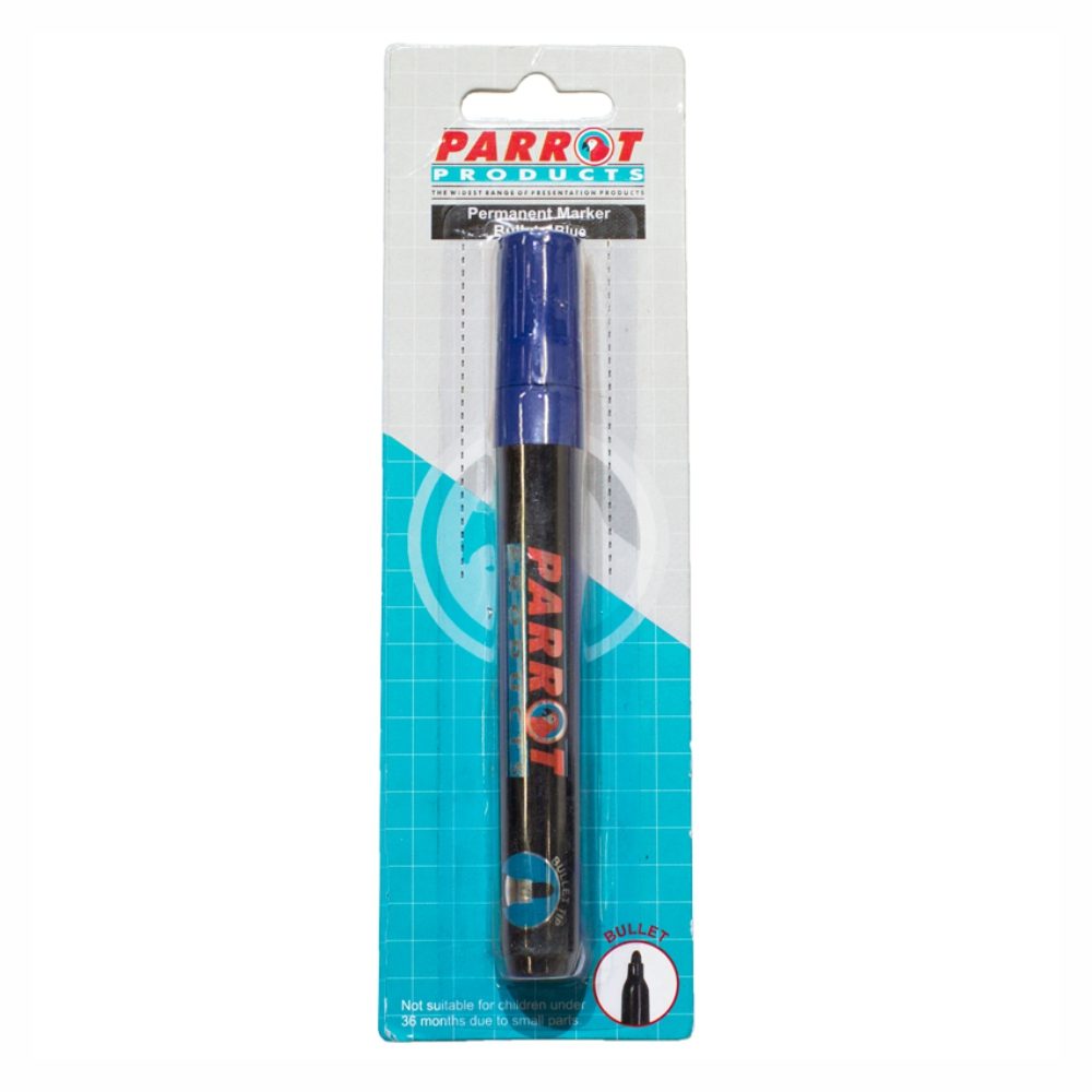 Parrot Products Permanent Marker Bullet Tip Blue (Carded - Pack 20)