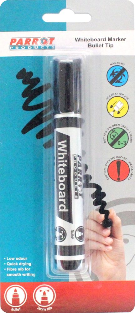 Parrot Products Whiteboard Marker (Bullet Tip - Carded - Black)