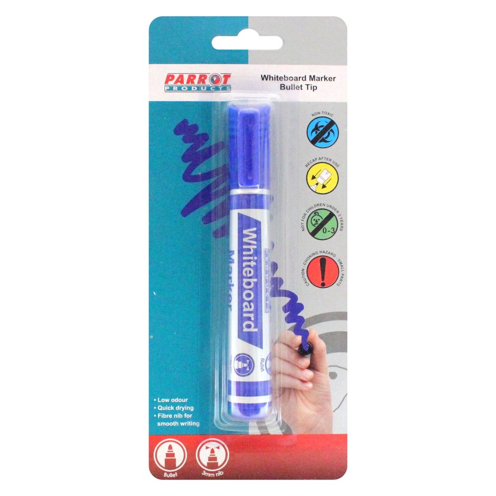 Parrot Products Whiteboard Marker (Bullet Tip - Carded - Blue)