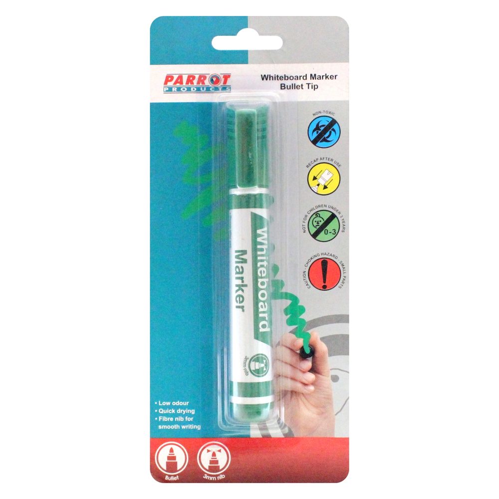 Parrot Products Whiteboard Marker (Bullet Tip - Carded - Green)