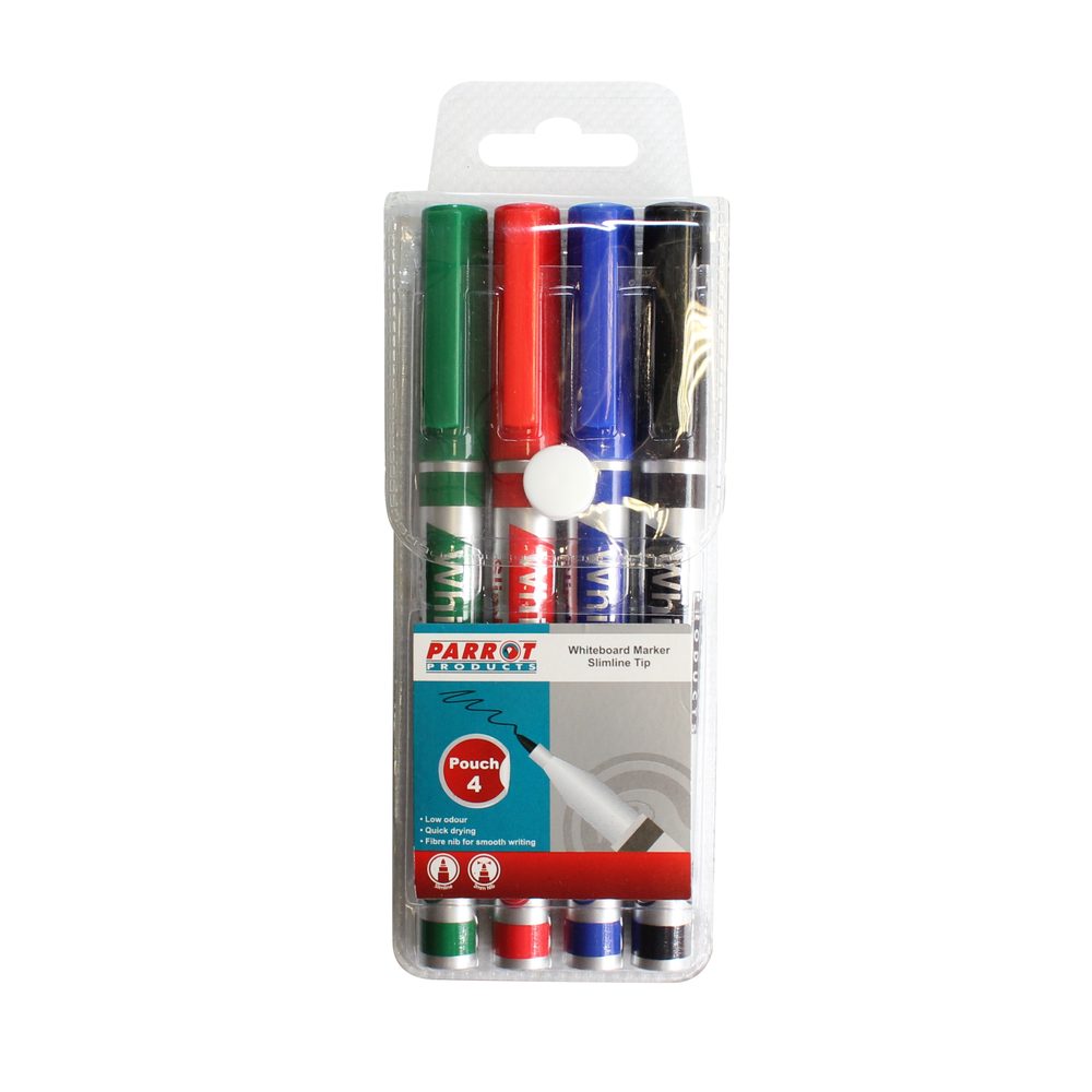 Parrot Products Whiteboard Marker (Slimline Tip - Pouch 4)