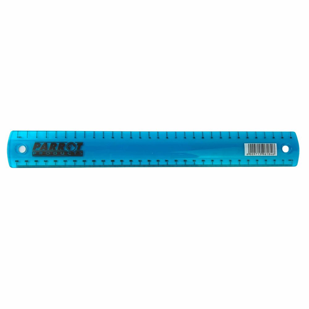 Parrot Products Plastic Ruler 30cm Blue Metric Measuring Ruler