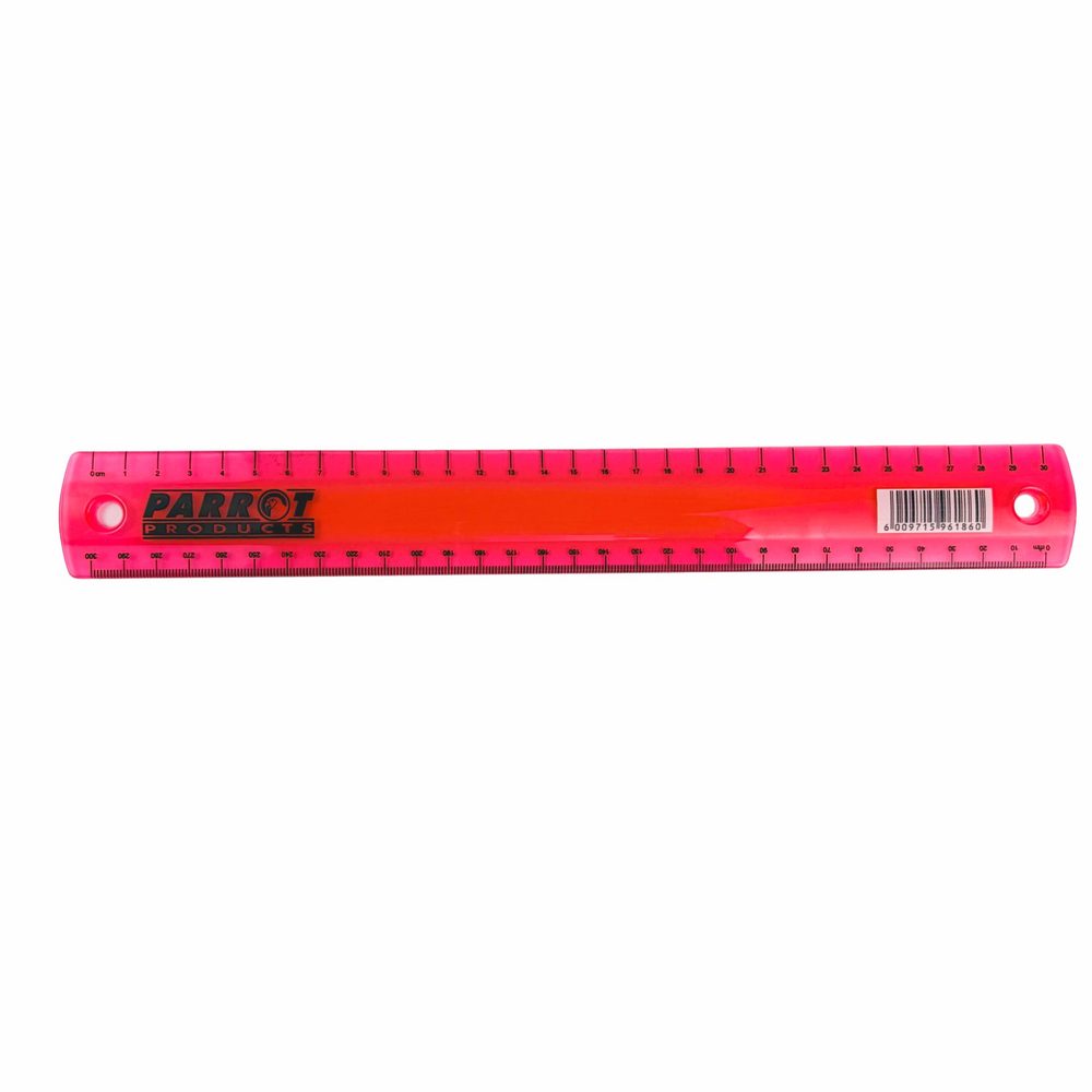 Parrot Products Plastic Ruler 30cm Pink Metric Measuring Ruler