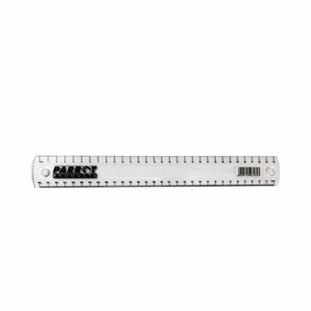 Parrot Products Plastic Ruler 30cm Clear Metric Measuring Ruler