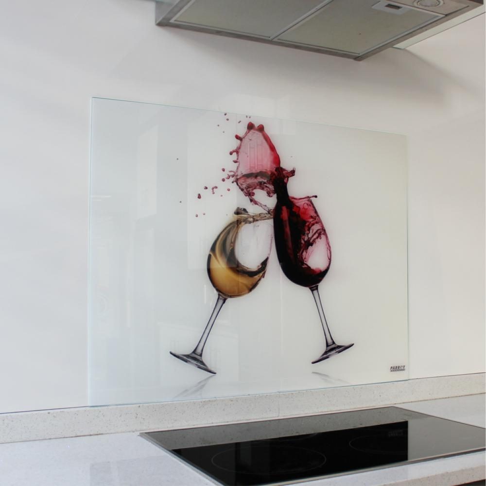 Parrot Products Decorative Glass Wall Tile (898 x 700 x 6mm) Wine Glasses