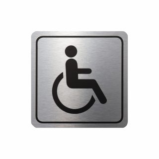 Parrot Products Disabled Toilet Symbolic Sign - Black Printed on Brushed Aluminium ACP (150 x 150mm)