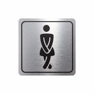 Parrot Products Ladies Toilet Symbolic Sign - Black Printed on Brushed Aluminium ACP (150 x 150mm)