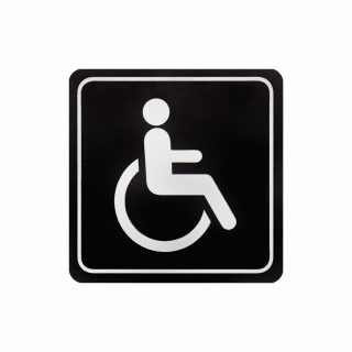 Parrot Products Sign Symbolic 150*150mm Black Printed Disabled Toilet Sign on White ACP