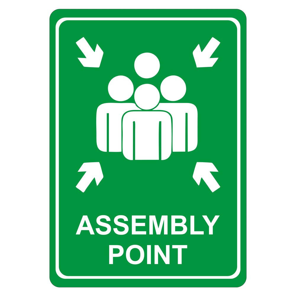 Parrot Products Green Assembly Point Symbolic Sign - Printed on White ACP (297 x 210mm)