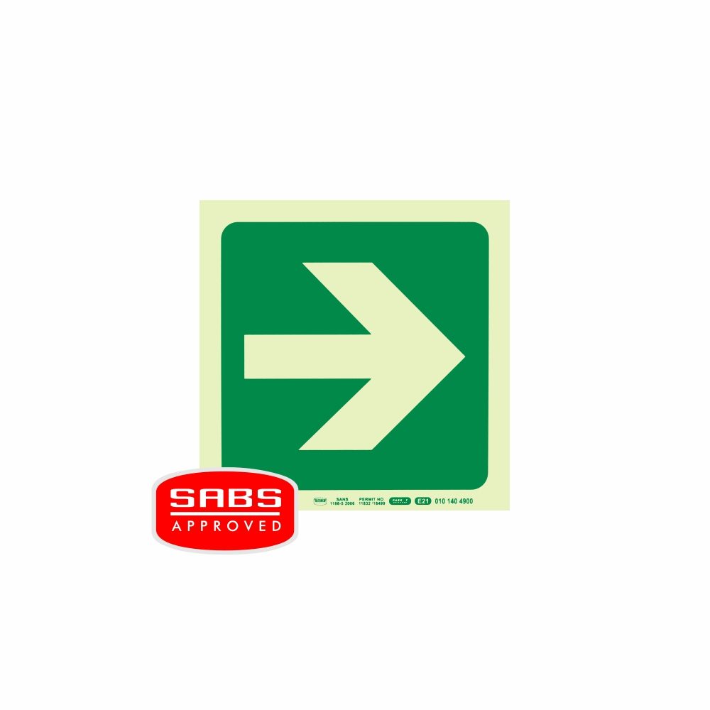 Parrot Products Photoluminescent 190MM Safety Sign - E21-Arrow Right