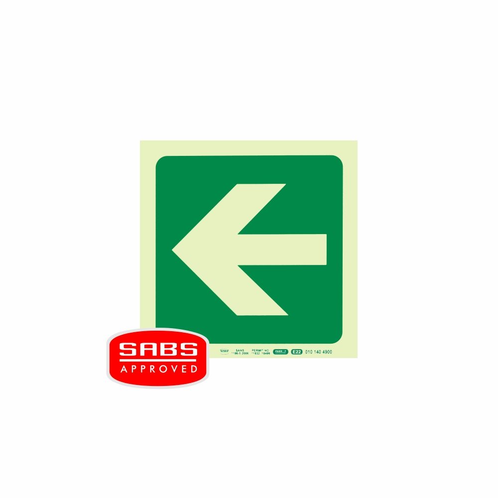 Parrot Products Photoluminescent 190MM Safety Sign - E22-Arrow Left