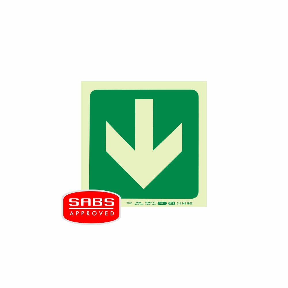 Parrot Products Photoluminescent 190MM Safety Sign - E23-Arrow Down