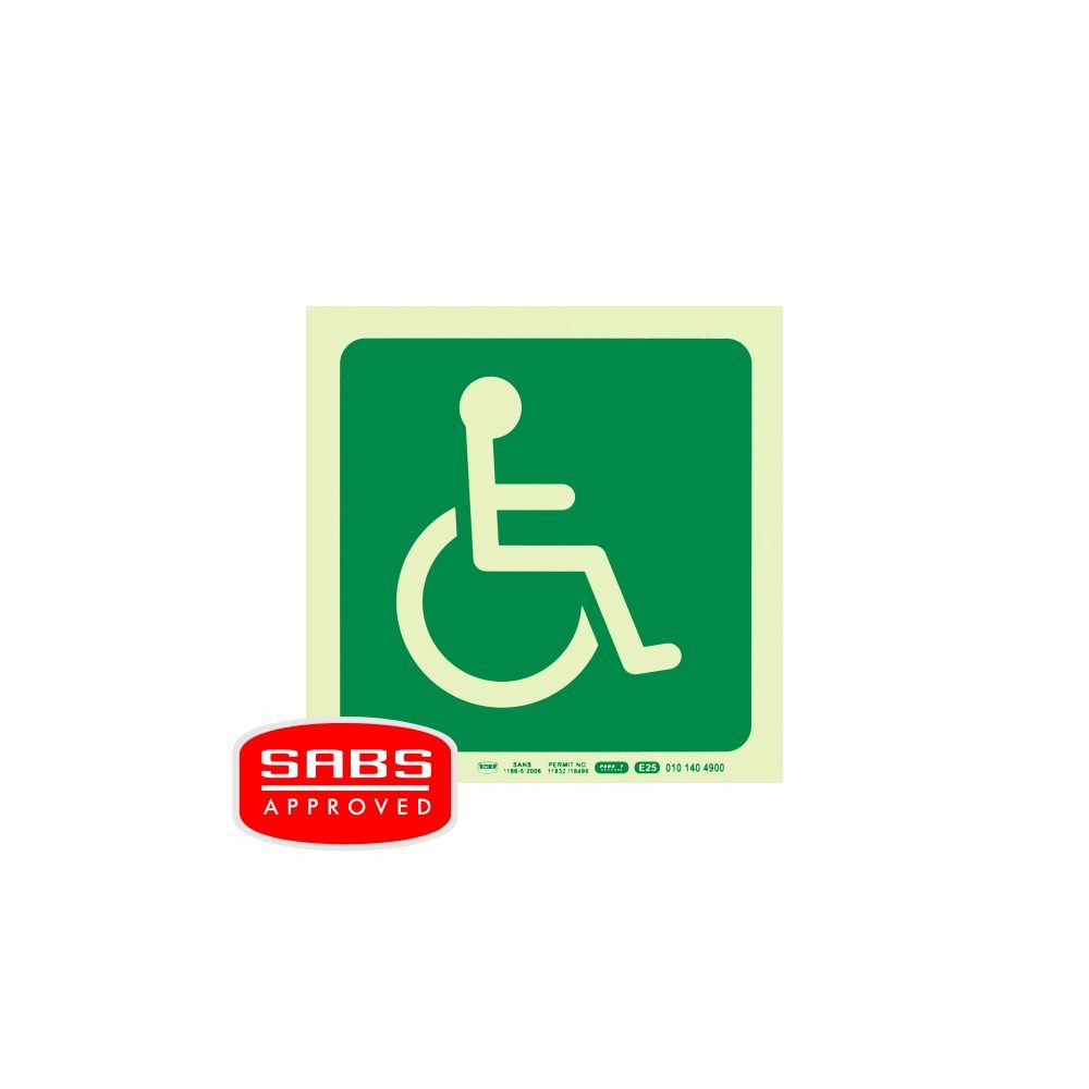 Parrot Products Photoluminescent 190MM Safety Sign - E25-Paraplegic Symbol