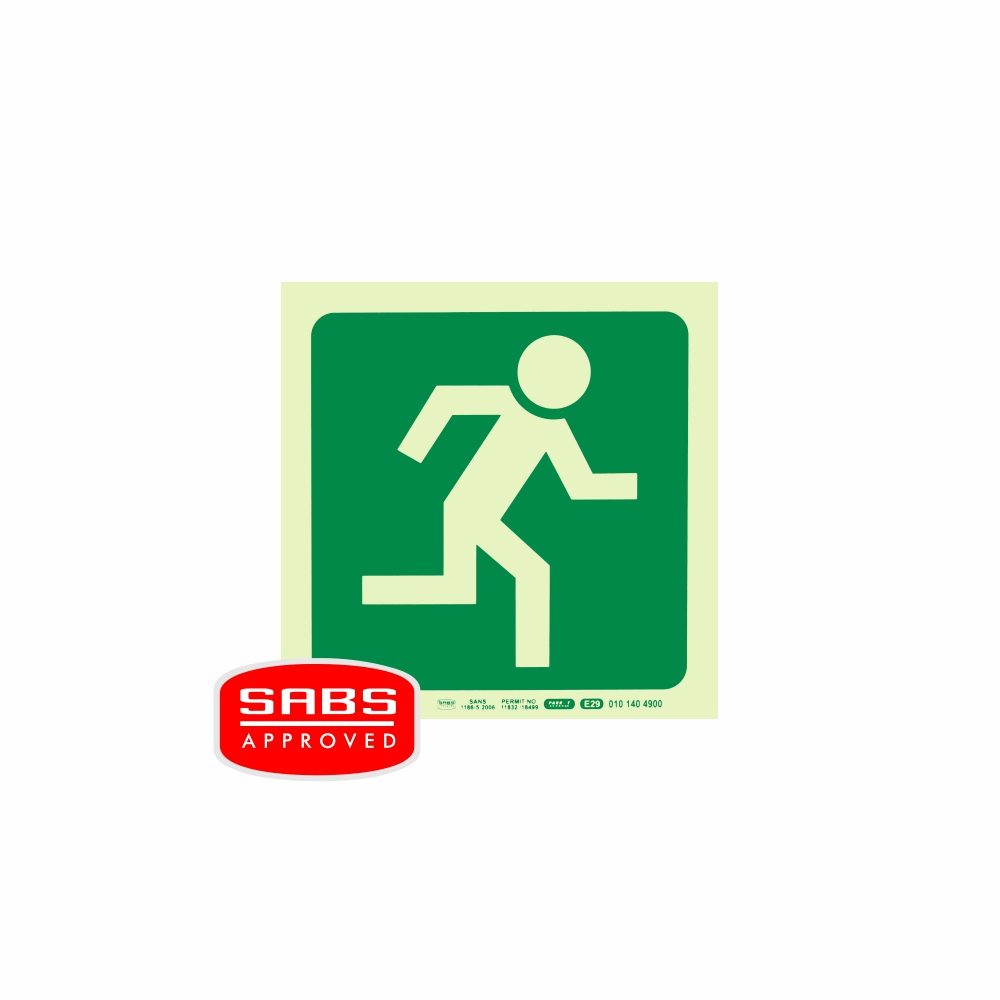 Parrot Products Photoluminescent 190MM Safety Sign - E29-Running Man Facing Right