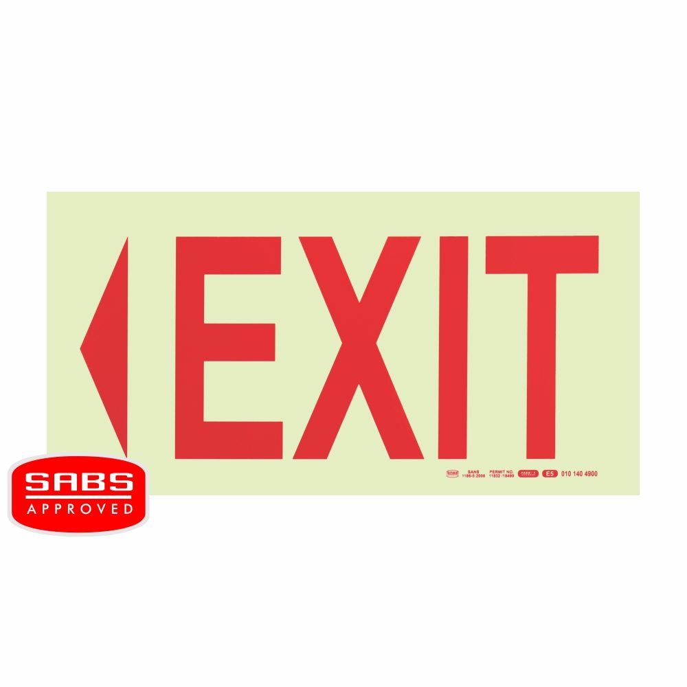 Parrot Products Photoluminescent 190MM Safety Sign - E5 Arrow Right Exit