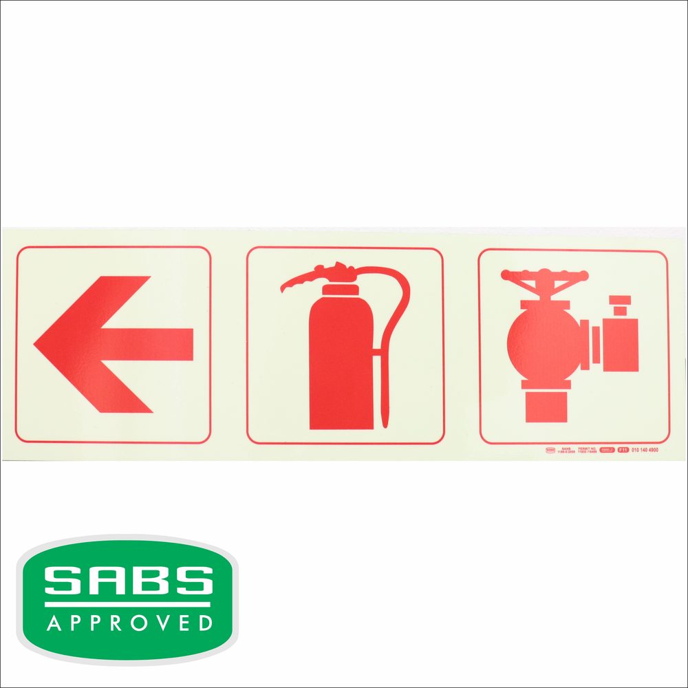 Parrot Products Photoluminescent 190mm Safety Sign F11 Arrow Left Fire Extinghuisher Fire Hydrant