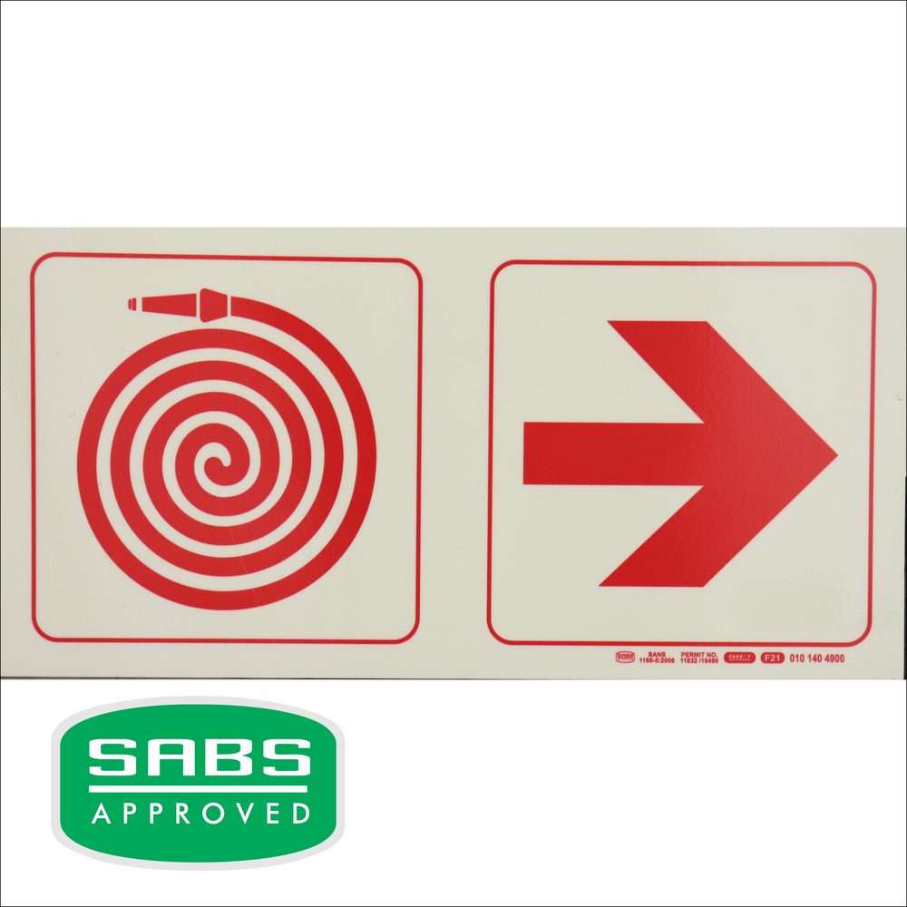 Parrot Products Photoluminescent 190mm Safety Sign F20 Fire Hose Reel Arrow Right