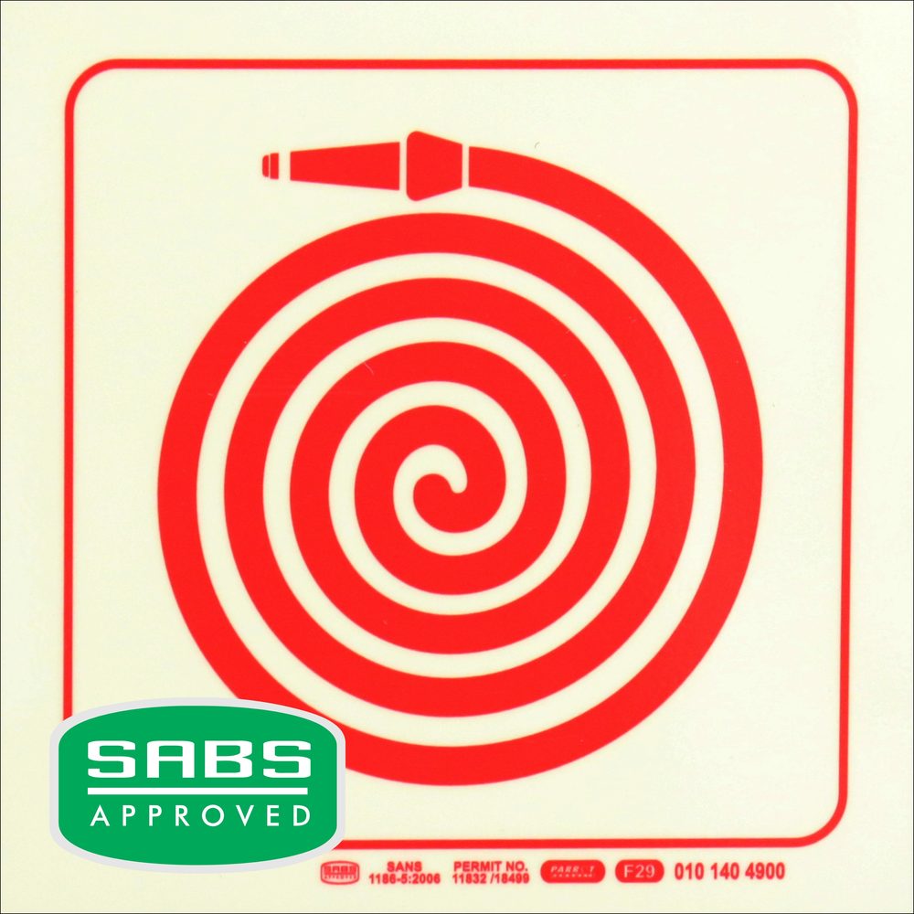 Parrot Products Photoluminescent 190mm Safety Sign F29 Fire Hose Reel