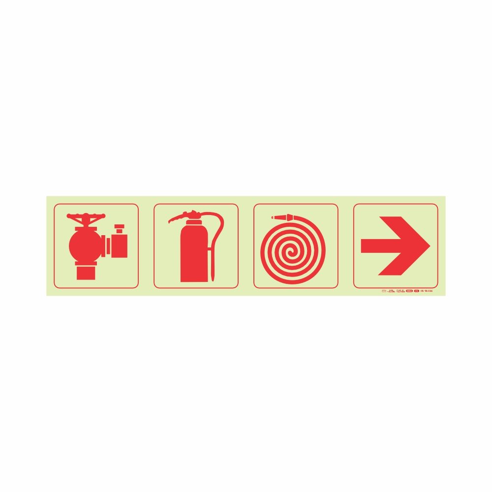 Parrot Products Photoluminescent 190mm Safet Sign F3 Fire Hydrant Fire Extinguisher Fore Hose Reel Arrow Right