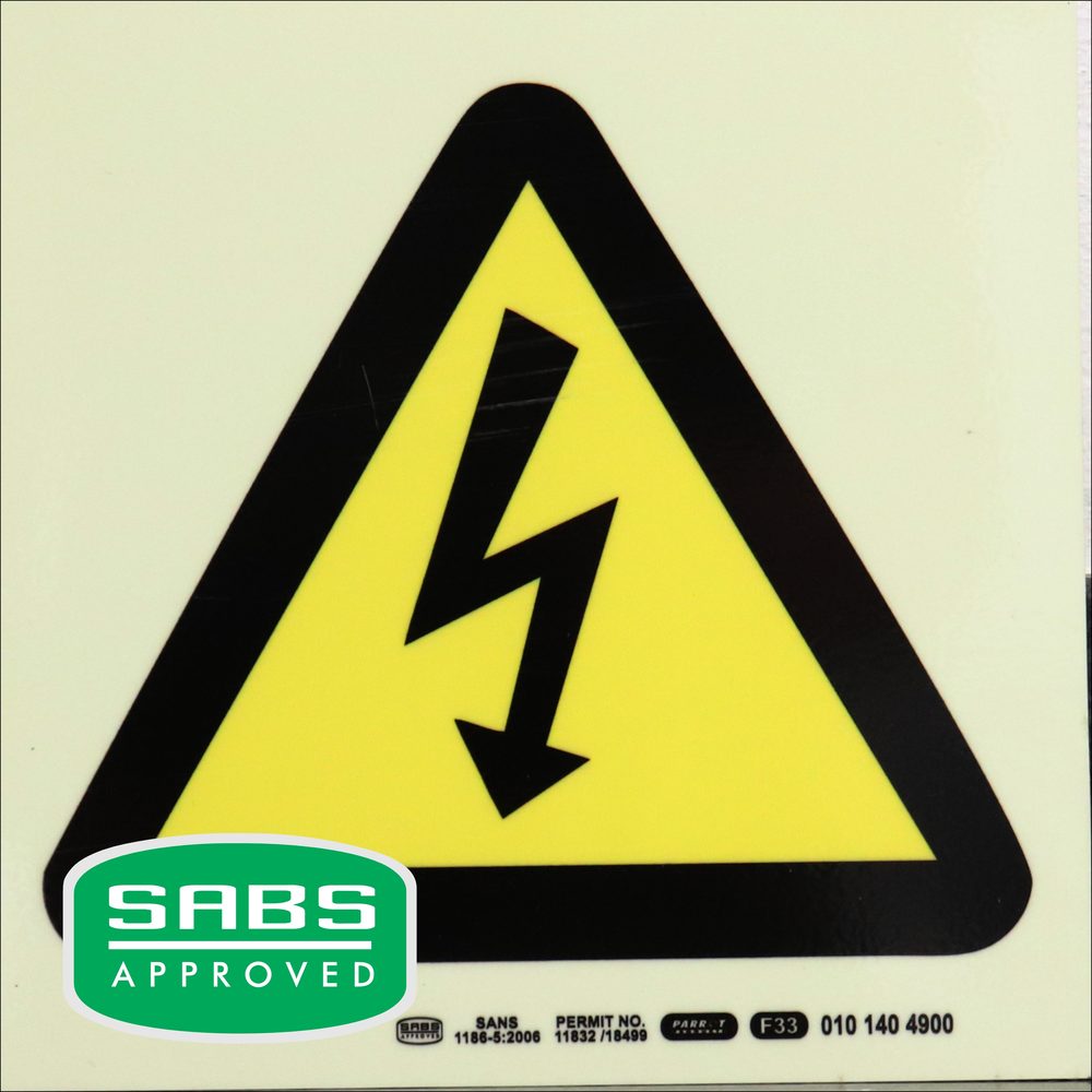 Parrot Products Photoluminescent 190mm Safety Sign F33 Danger Electric Sign