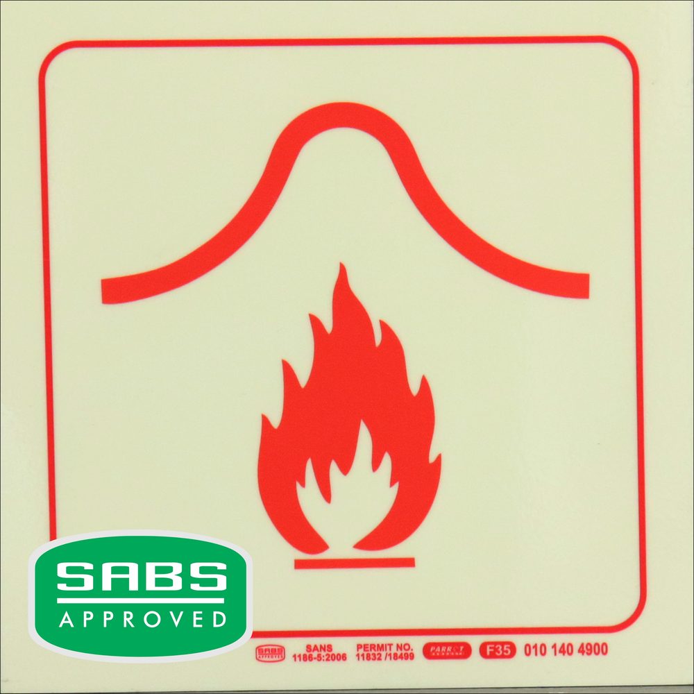 Parrot Products Photoluminescent 190mm Safety Sign F35 Fire Blanket