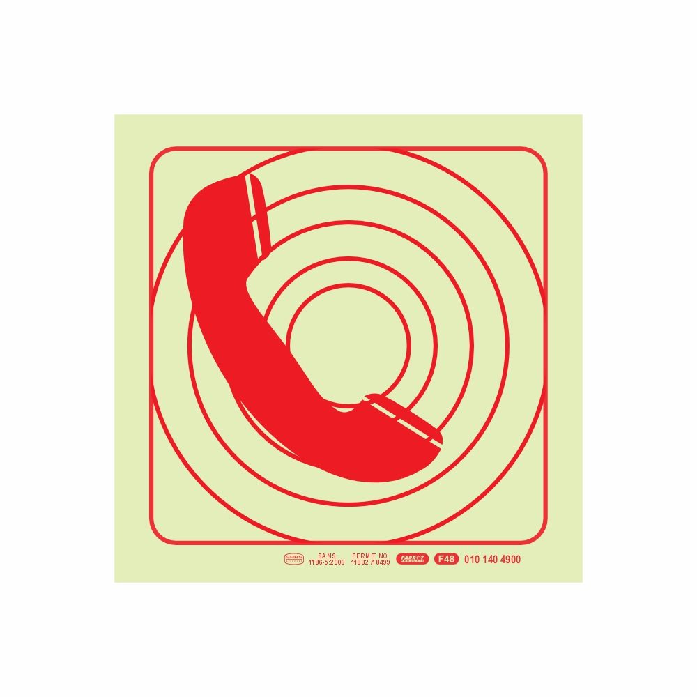 Parrot Products Photoluminescent 190mm Safety Sign F48 Firemans Telephone