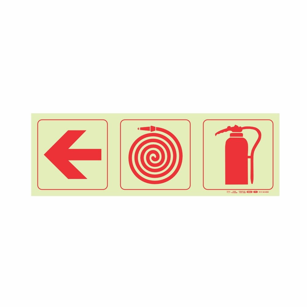 Parrot Products Photoluminescent 190mm Safety Sign F5 Arrow Left Fire Hose Reel Fire Extinguisher