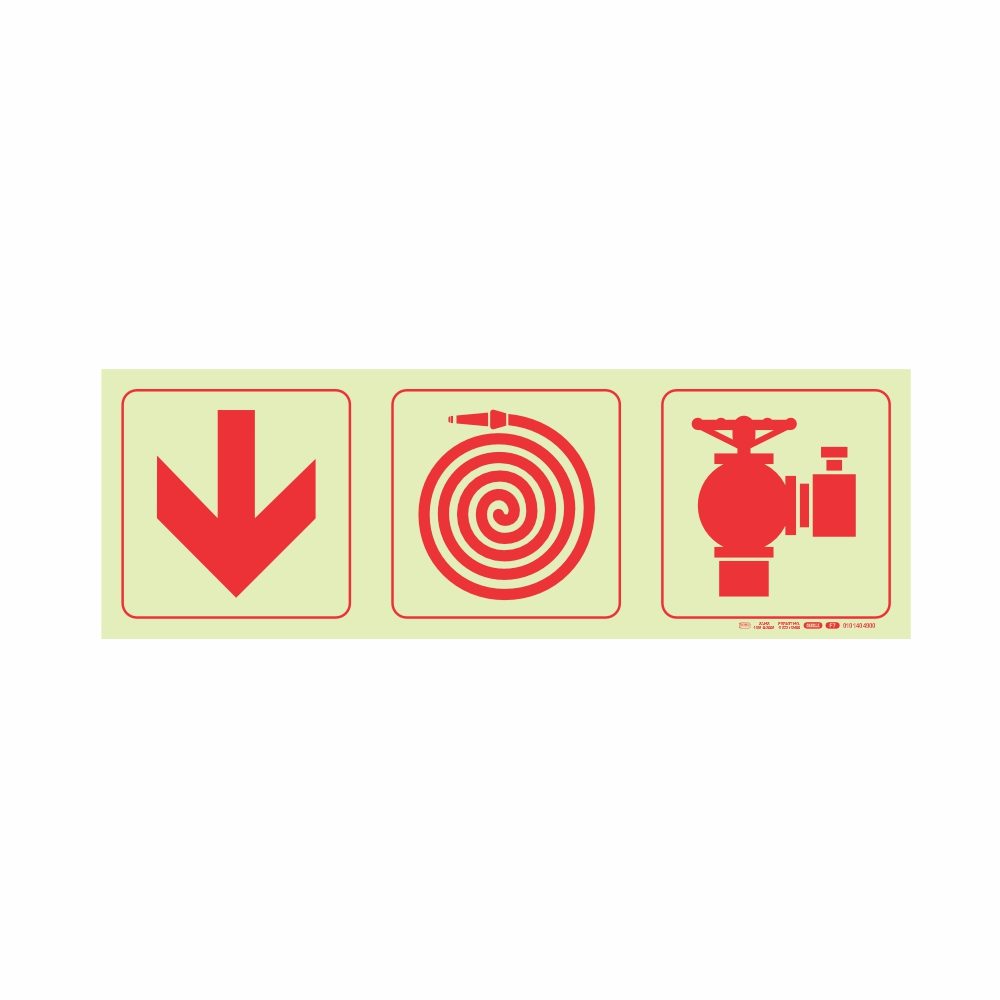 Parrot Products Photoluminescent 190mm Safety Sign F7 Arrow Down Fire Hose Reel Fire Hydrant