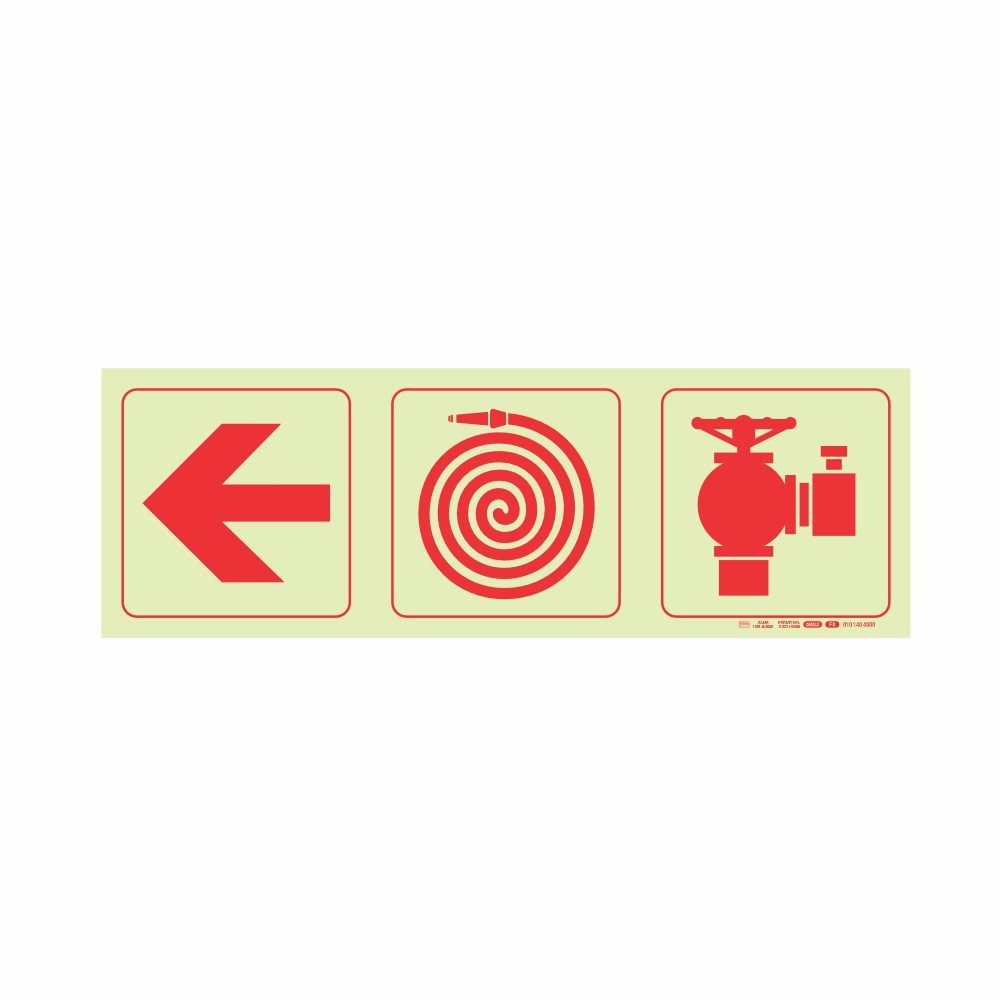 Parrot Products Photoluminescent 190mm Safety Sign F8 Arrow Left Fire Hose Reel Fire Hydrant