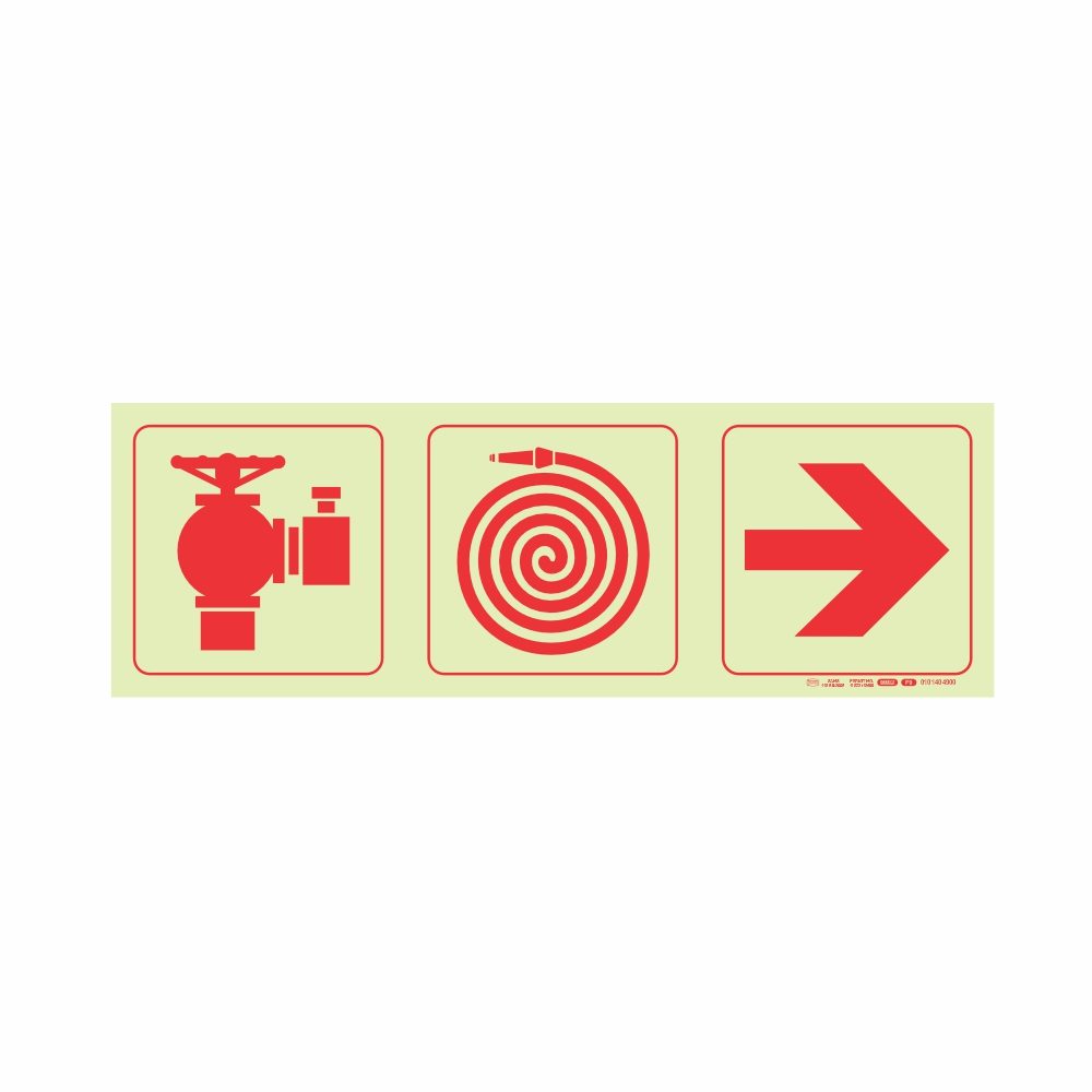 Parrot Products Photoluminescent 190mm Safety Sign F9 Fire Hydrant Fire Hose Reel Arrow Right