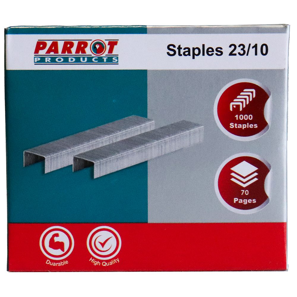 Parrot Products Staples (Staple Size: 23/10 - Box of 1000 - 50 Pages)