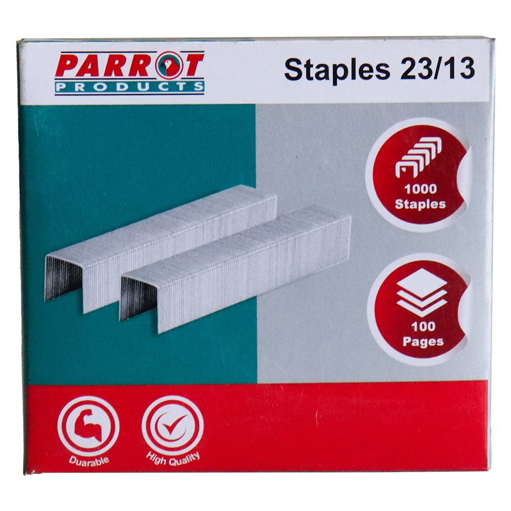 Parrot Products Staples (Staple Size: 23/13 - Box of 1000 - 100 Pages)