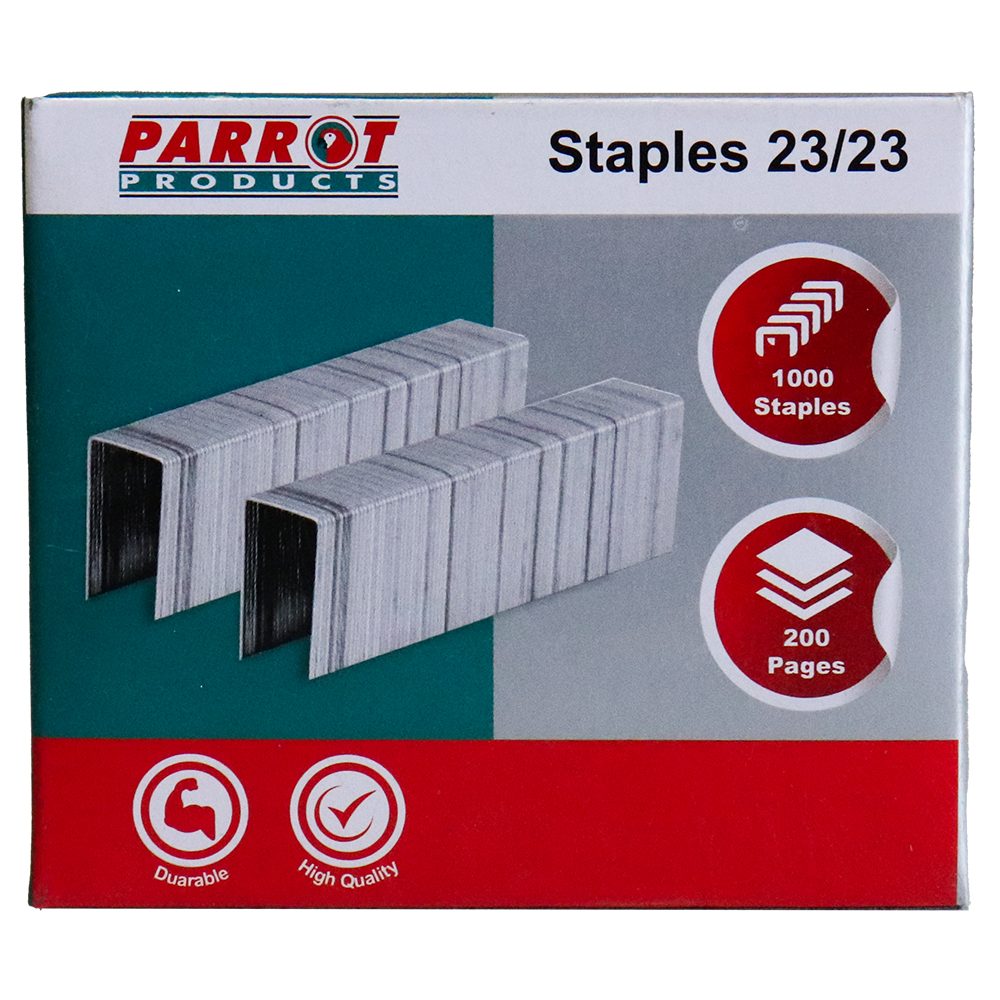 Parrot Products Staples (Staple Size: 23/23 - Box of 1000 - 200 Pages)