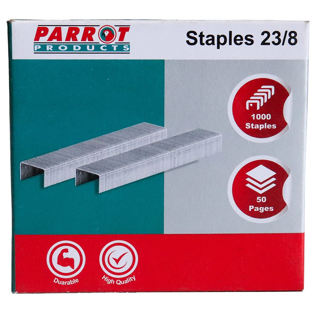 Parrot Products Staples (Staple Size: 23/8 - Box of 1000 - 50 Pages)