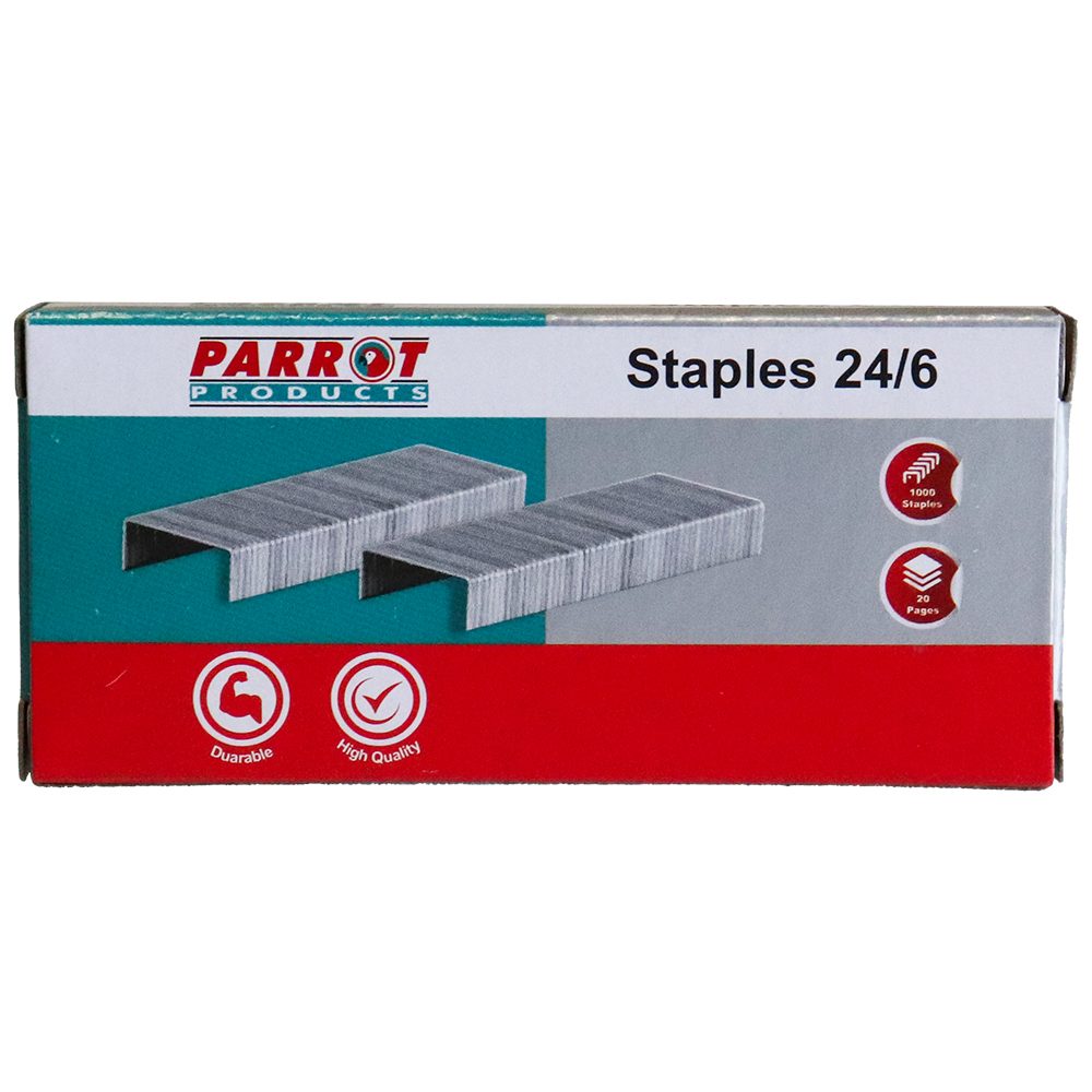 Parrot Products Staples (Staple Size: 24/6 - Box of 1000 - 20 Pages)
