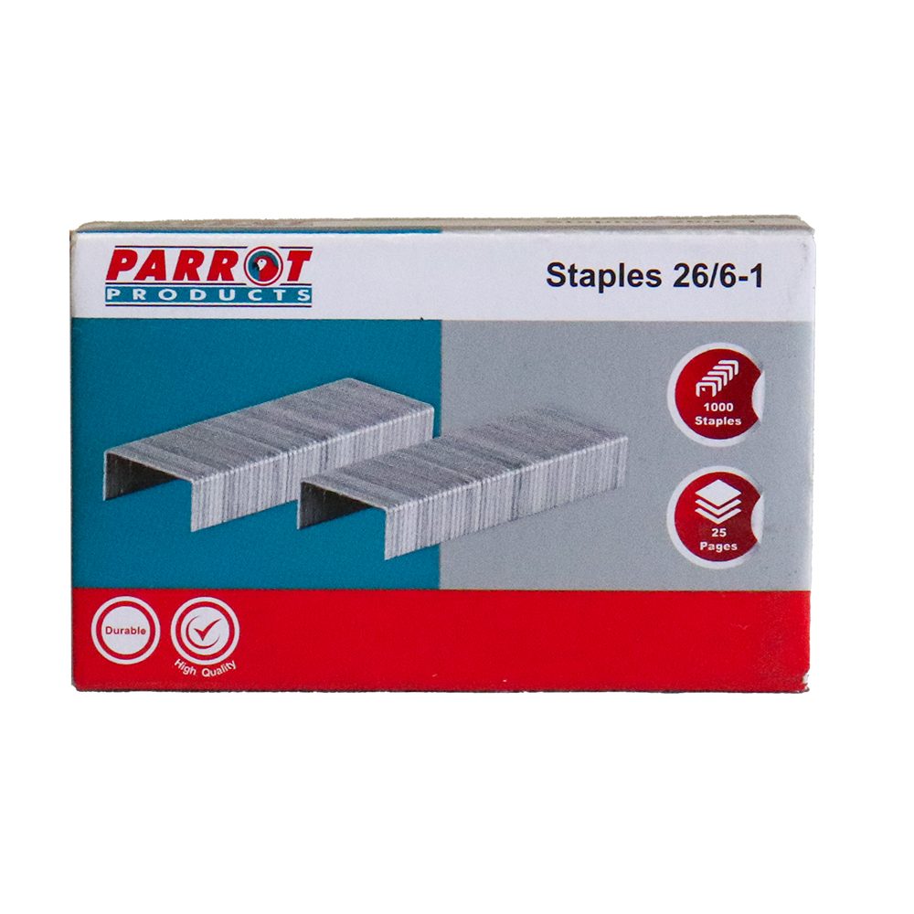 Parrot Products Staples (Staple Size: 26/6 - No.56 - Box of 1000 - 30 Pages)