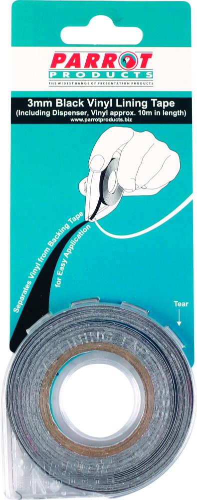 Parrot Products Vinyl Lining Tape (10 Meters - 3mm - Black)