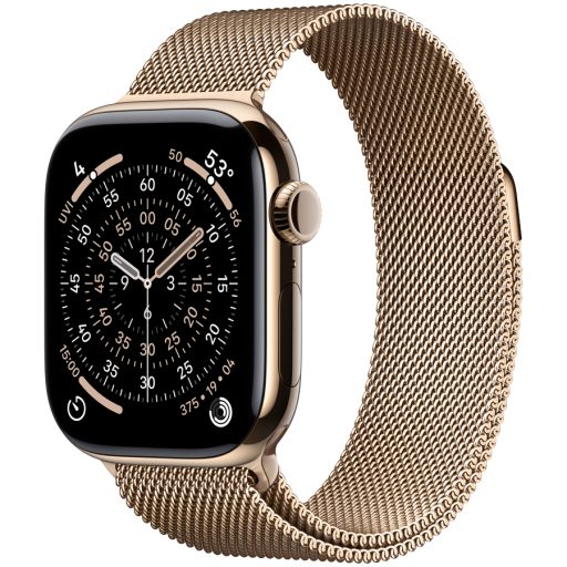 Apple Watch Series 11 GPS + Cellular 42mm Gold Titanium Case with Gold Milanese Loop,Model A3335