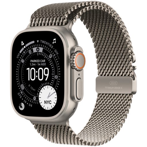 Apple Watch Ultra 3 GPS + Cellular 49mm Natural Titanium Case with Natural Titanium Milanese Loop - Small,Model A3281