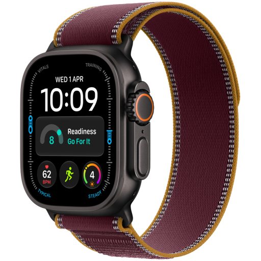 Apple Watch Ultra 4 GPS + Cellular 49mm Black Titanium Case with Burgundy Trail Loop - M/L, Model A3579