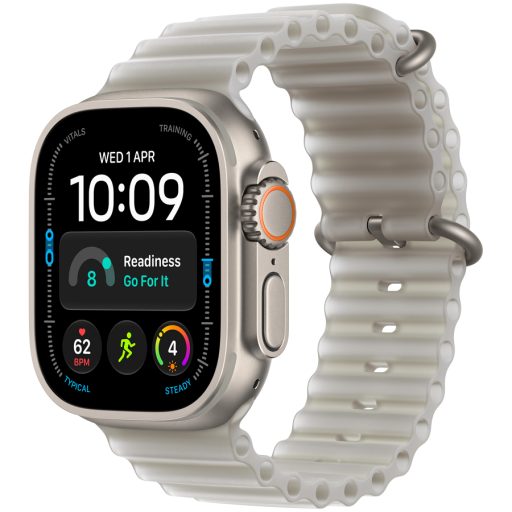 Apple Watch Ultra 4 GPS + Cellular 49mm Natural Titanium Case with Translucent Grey Ocean Band, Model A3579