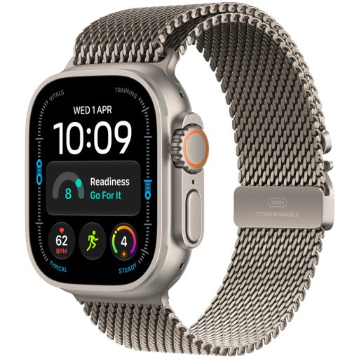 Apple Watch Ultra 4 GPS + Cellular 49mm Natural Titanium Case with Natural Titanium Milanese Loop - L, Model A3579