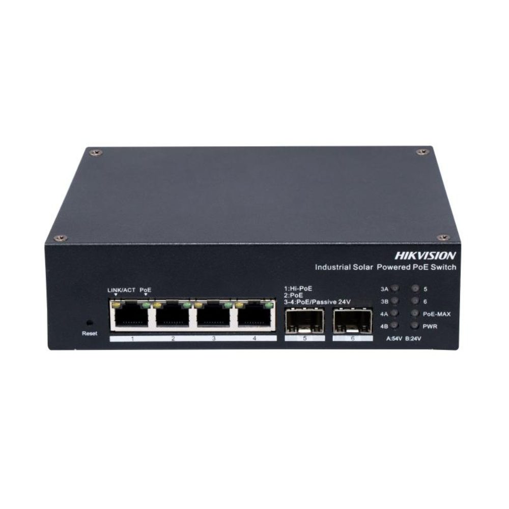 Hikvision 4 Port Gigabit Smart Managed Industrial Solar PoE Switch