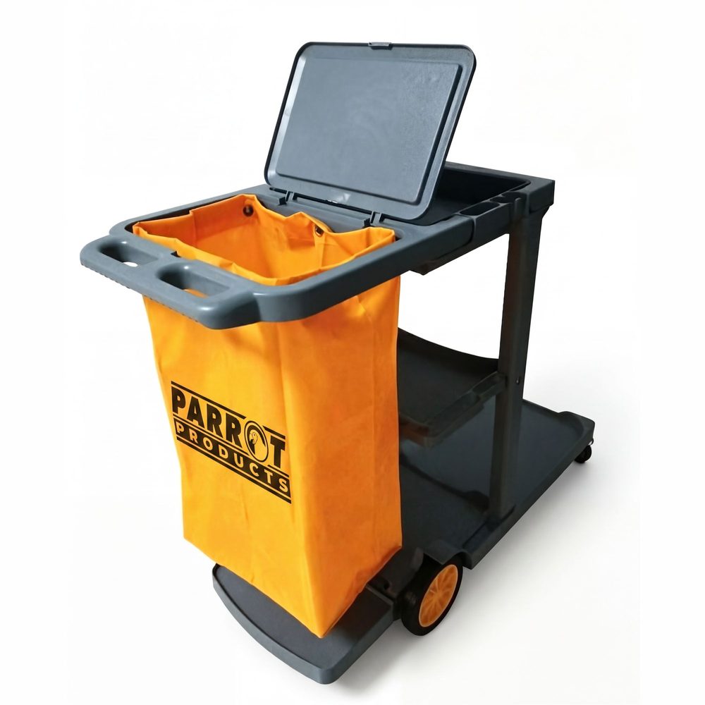 Parrot Products Econo Janitorial Trolley with Lid & 60L Waste Bag