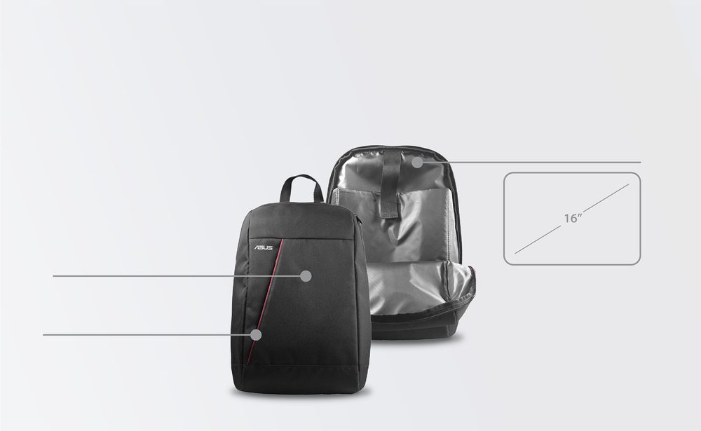 Asus Nereus Backpack / Fits Up To 16-Inch Laptop / Water-Repellent Lightweight / Polyester / Black