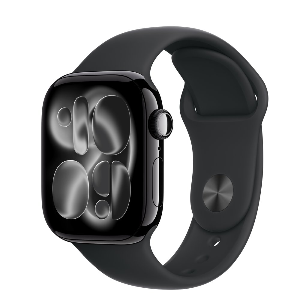 Apple Watch Series 11 GPS + Cellular 42mm Jet Black Aluminium Case With Black Sport Band - S/M