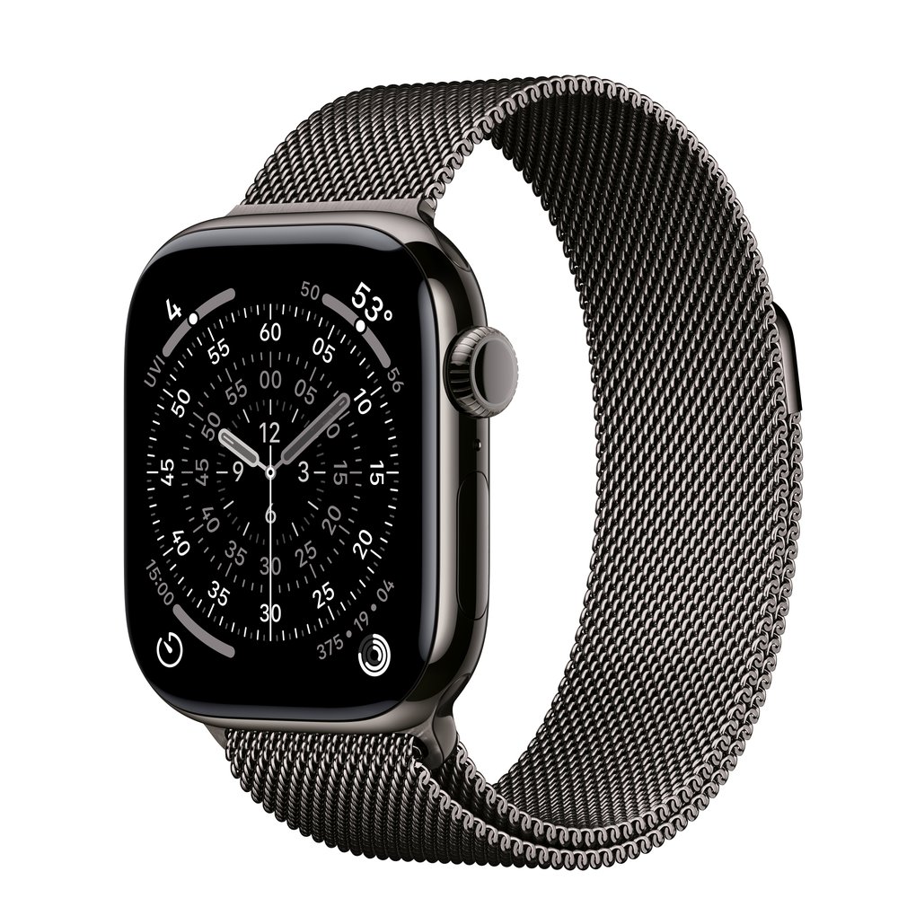 Apple Watch Series 11 GPS + Cellular 42mm Slate Titanium Case With Slate Milanese Loop